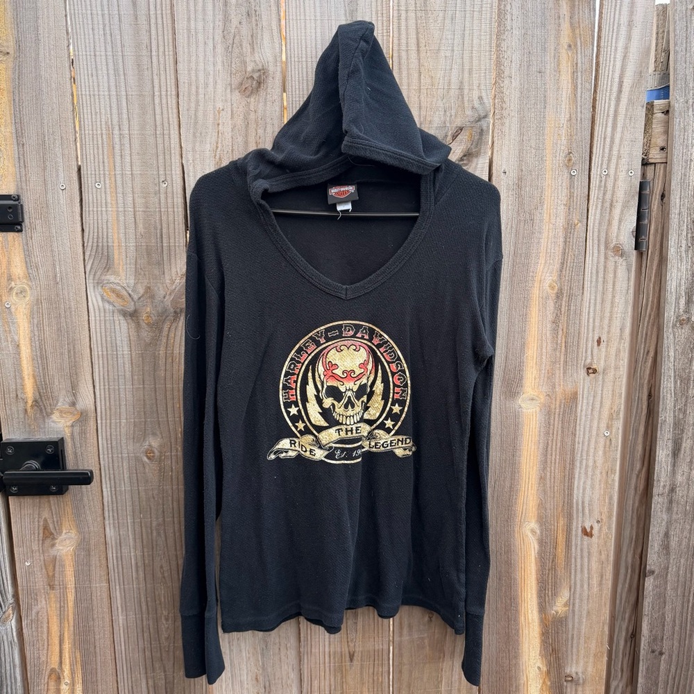 Harley-Davidson Black and Gold Skull Tee Size Medium